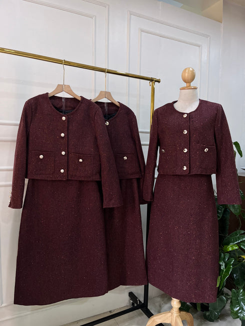 Premium Quality Tweed Jacket With Mid-Length Skirts Sets